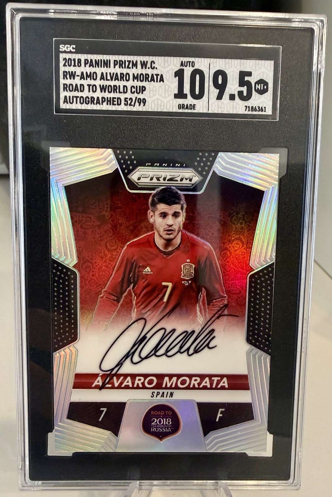 2018 Panini Prizm World Cup Road To World Cup Auto Alvaro Morata SGC 9.5 Auto 10
