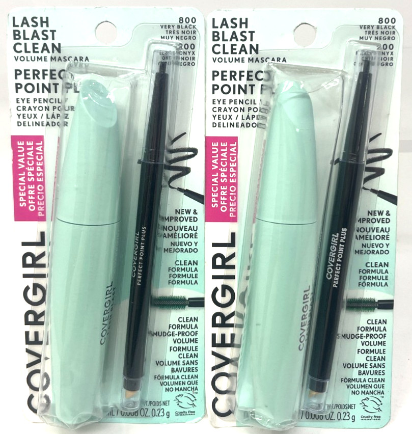 (2) Covergirl Lash Blast Clean Mascara & Perfect Point Eye Pencil Sealed Black (2) Covergirl Lash Blast Clean Mascara & Perfect Point Eye Pencil Sealed Black