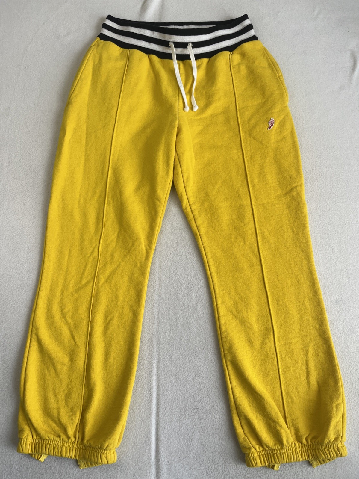 Noah Mens Medium Sweatpants Yellow Joggers Fleece Lined Classic Zipper EXCELLENT
