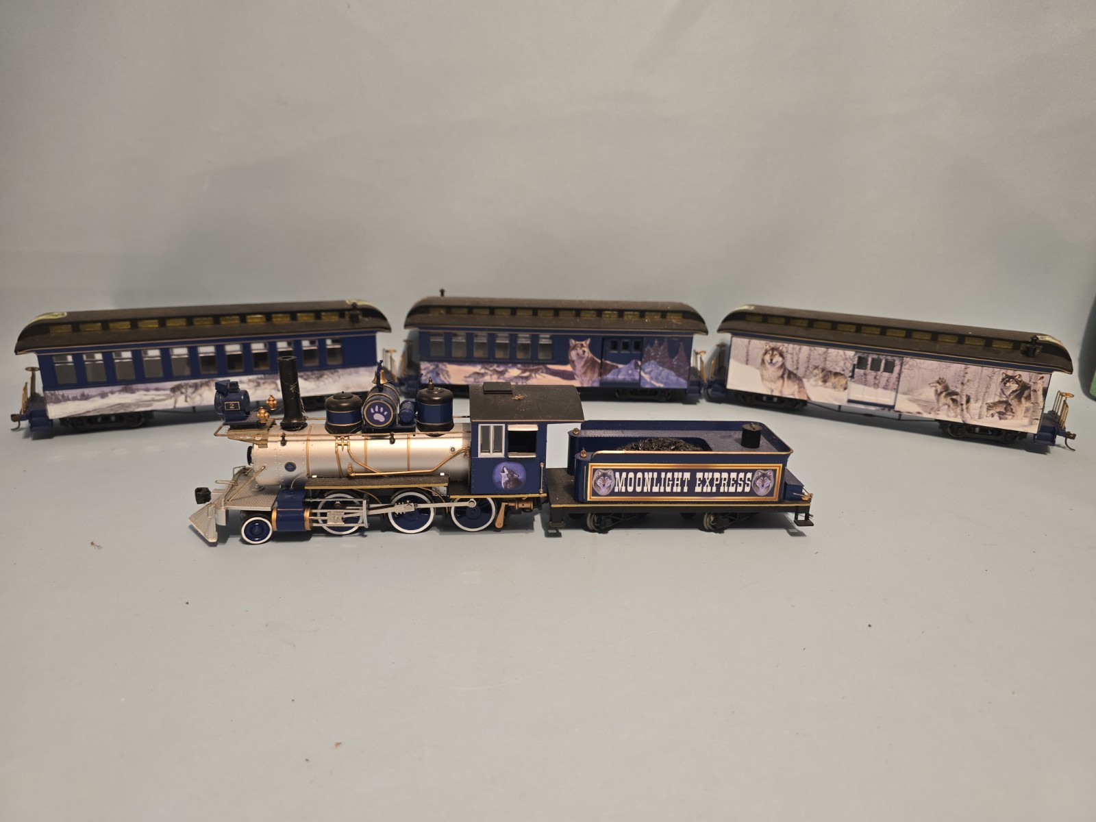 Bachmann Hawthorne Village On30 Moonlight Express Train Set 2-6-0 Loco 5 Piece L