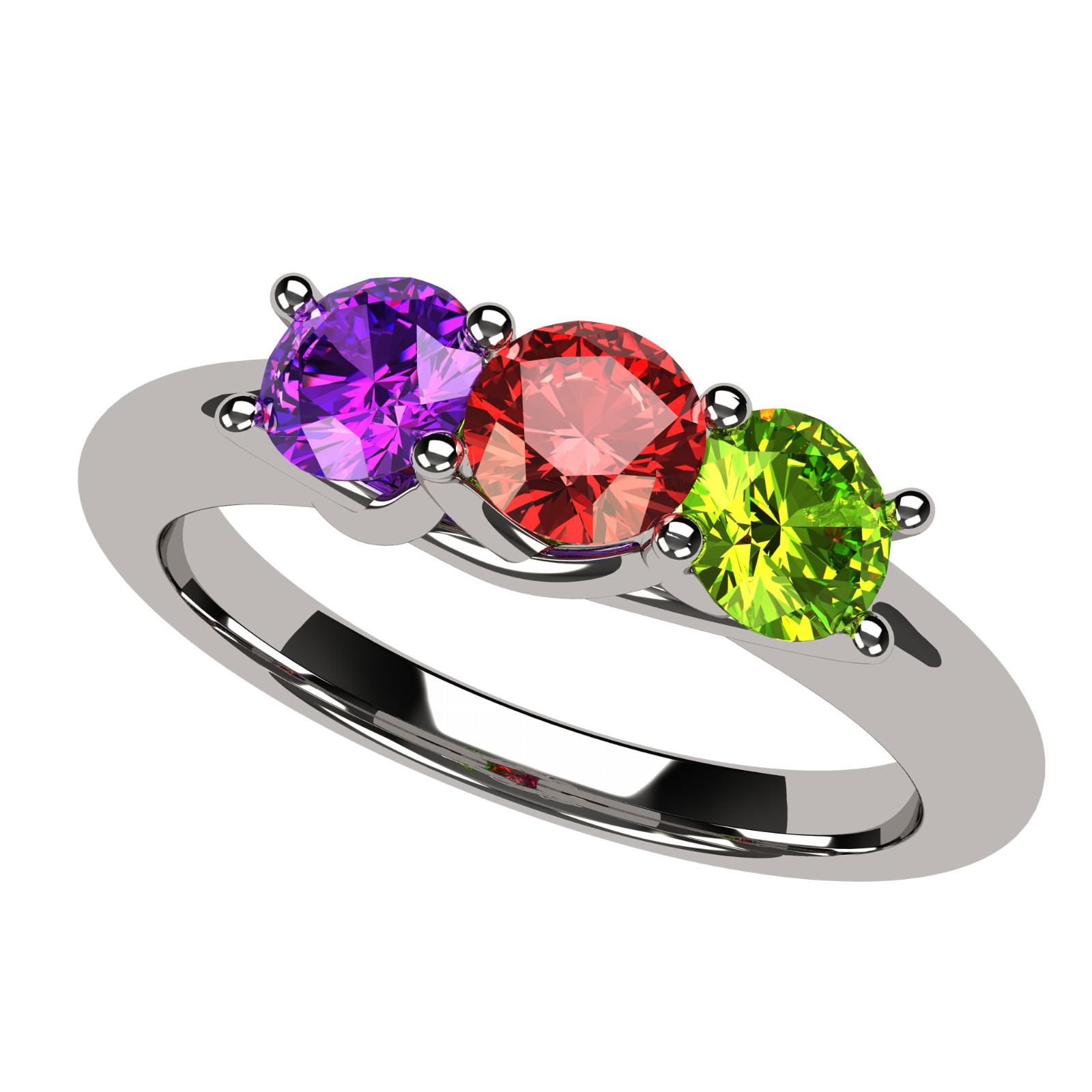 10K/14K Gold or Sterling Silver Lucita Mother's Ring with Birthstones Jewelry