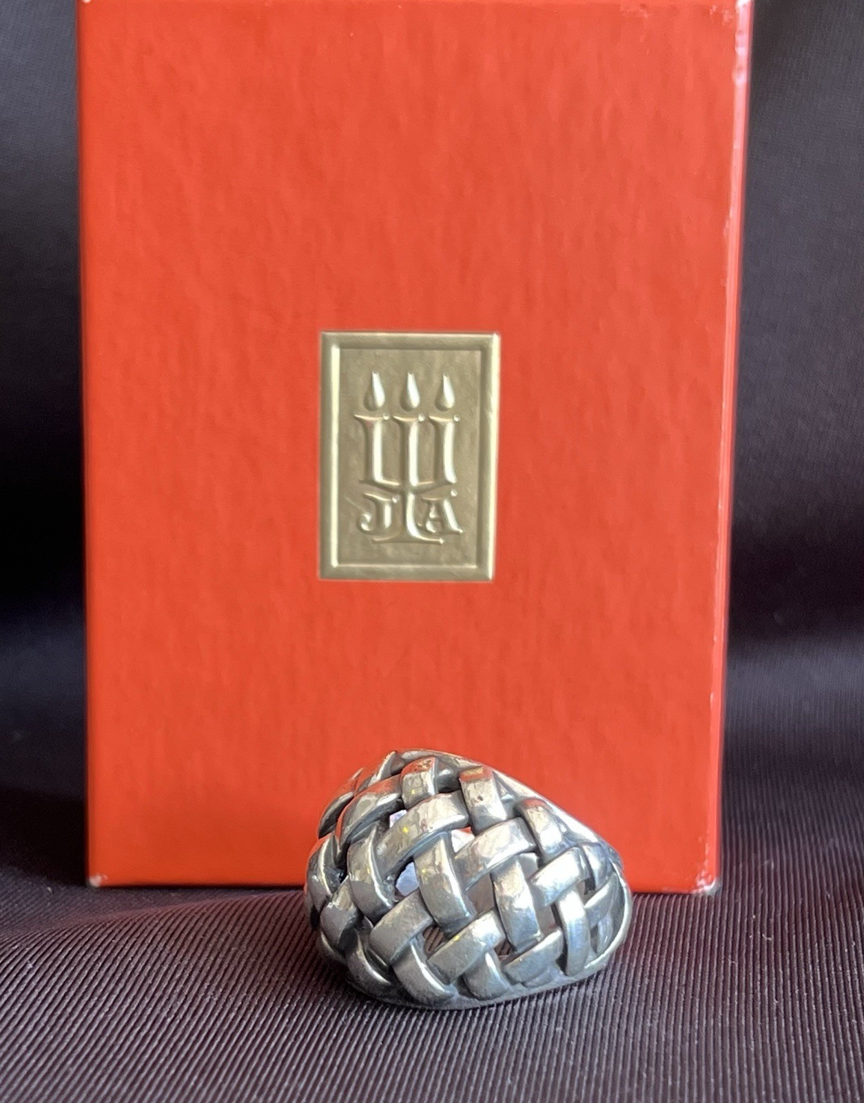 RARE Retired James Avery Sterling Silver Basket Weave Dome Ring 21.9g Size 9.75