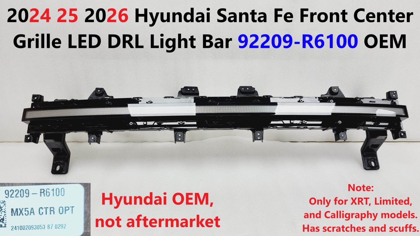 2024 25 2026 Hyundai Santa Fe Front Center Grille LED DRL Light Bar 92209-R6100