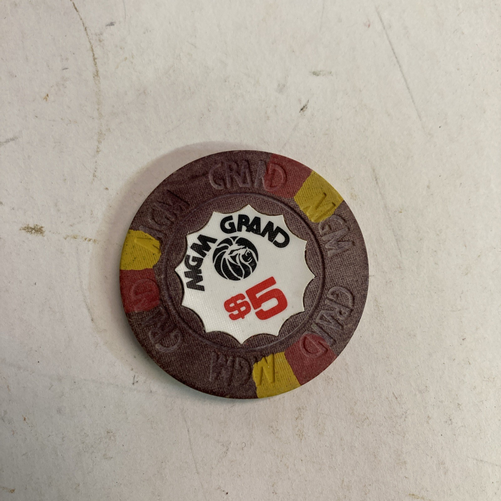 MGM Grand Casino Chip - $5 1970s Vintage rare obsolete Las Vegas MGM Grand Casino Chip - $5 1970s Vintage rare obsolete Las Vegas