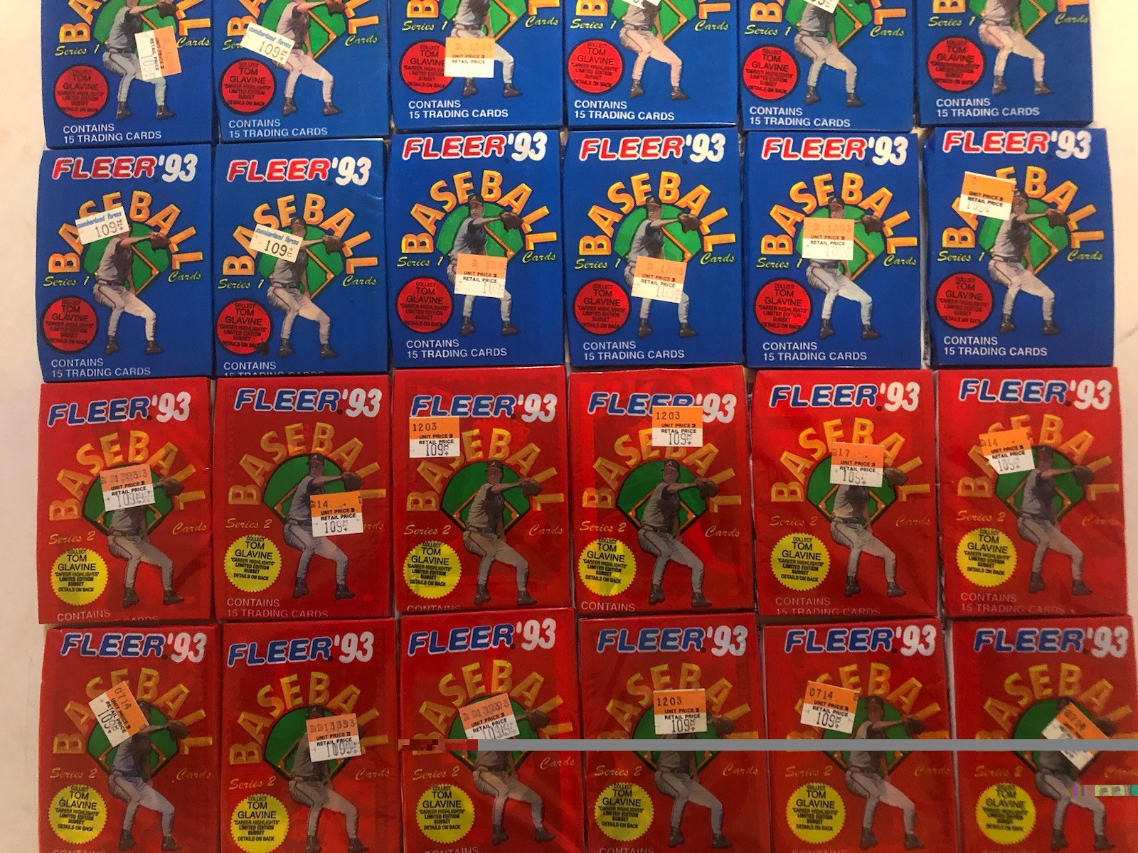 Lot Of 24 1993 Fleer Baseball Factory Sealed Wax Packs Series 1 & 2