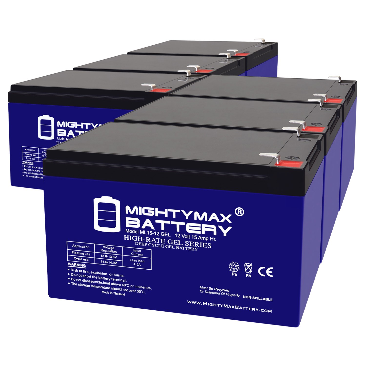 Mighty Max 12V 15AH GEL F2 Battery Compatible with CSB EVX12120 - 6 Pack