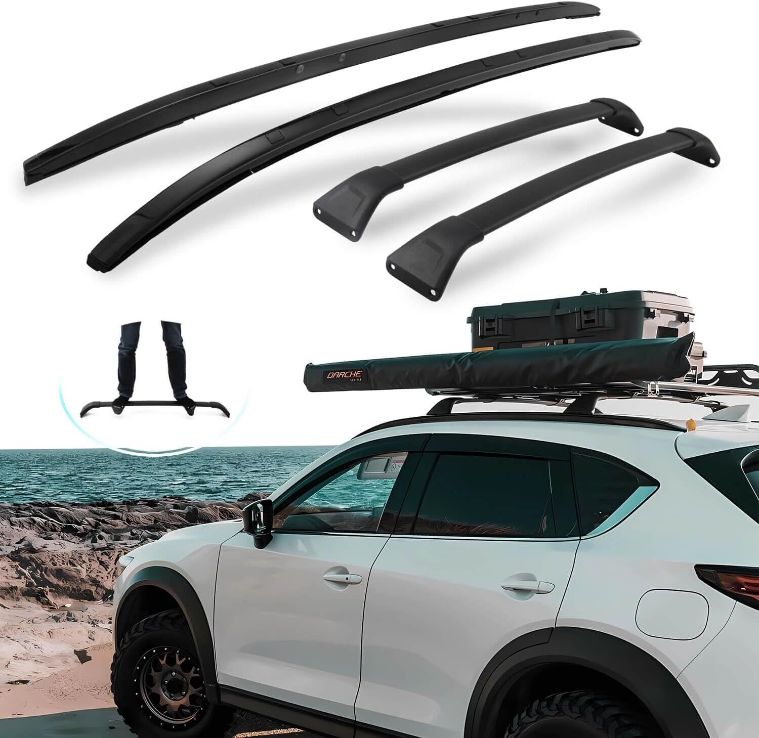 220 LBS Roof Top Rack Cross Bar & Side Rail Luggage For Mazda CX-5 CX5 2017-2025