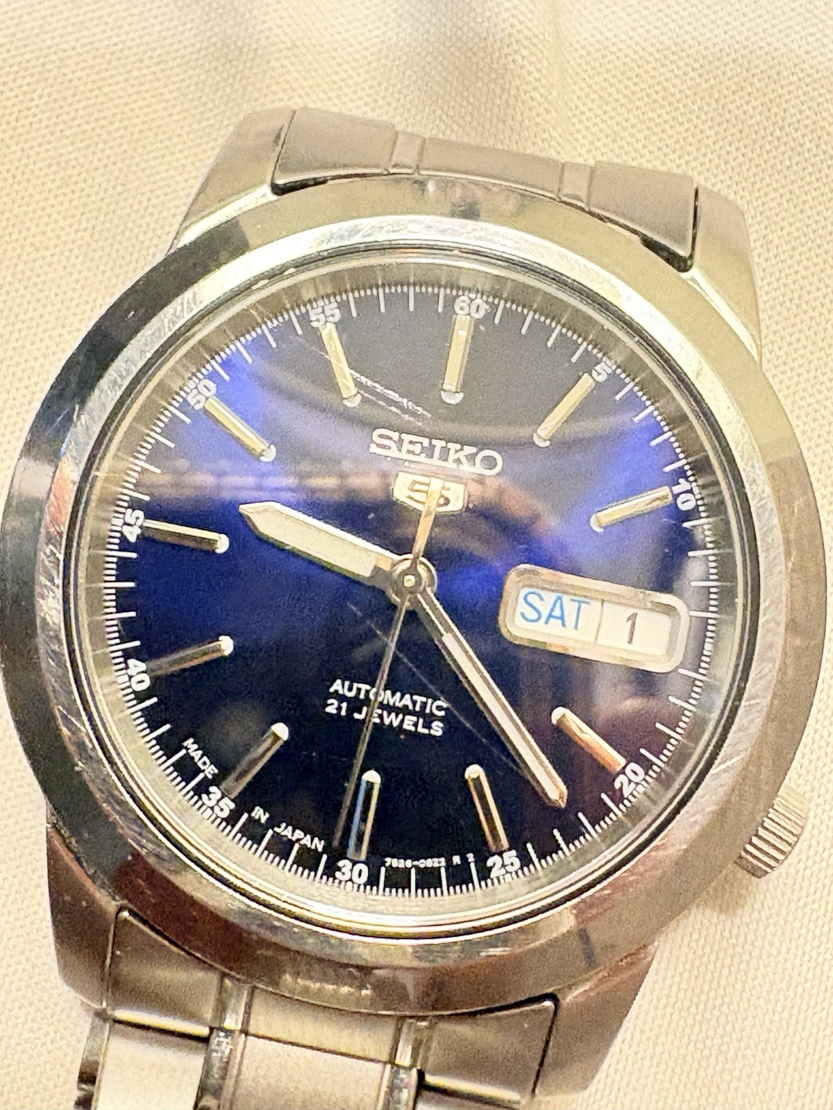 Vintage Seiko Men's Automatic Mechanical 21J 7S26-02W0 Movement W/ Blue Dial