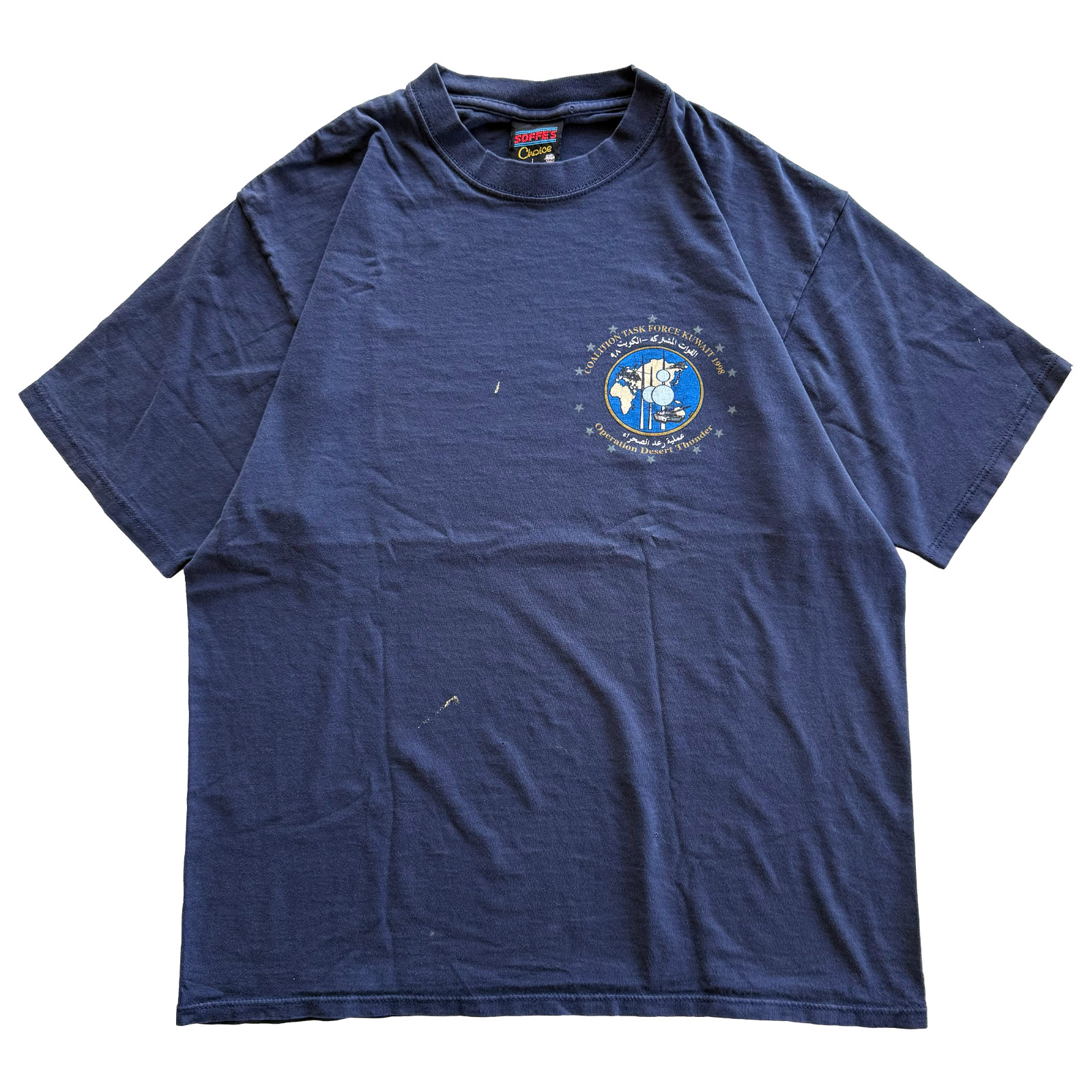 Vintage 1998 Operation Desert Thunder Task Force Tee Soffes Size Large Navy Blue