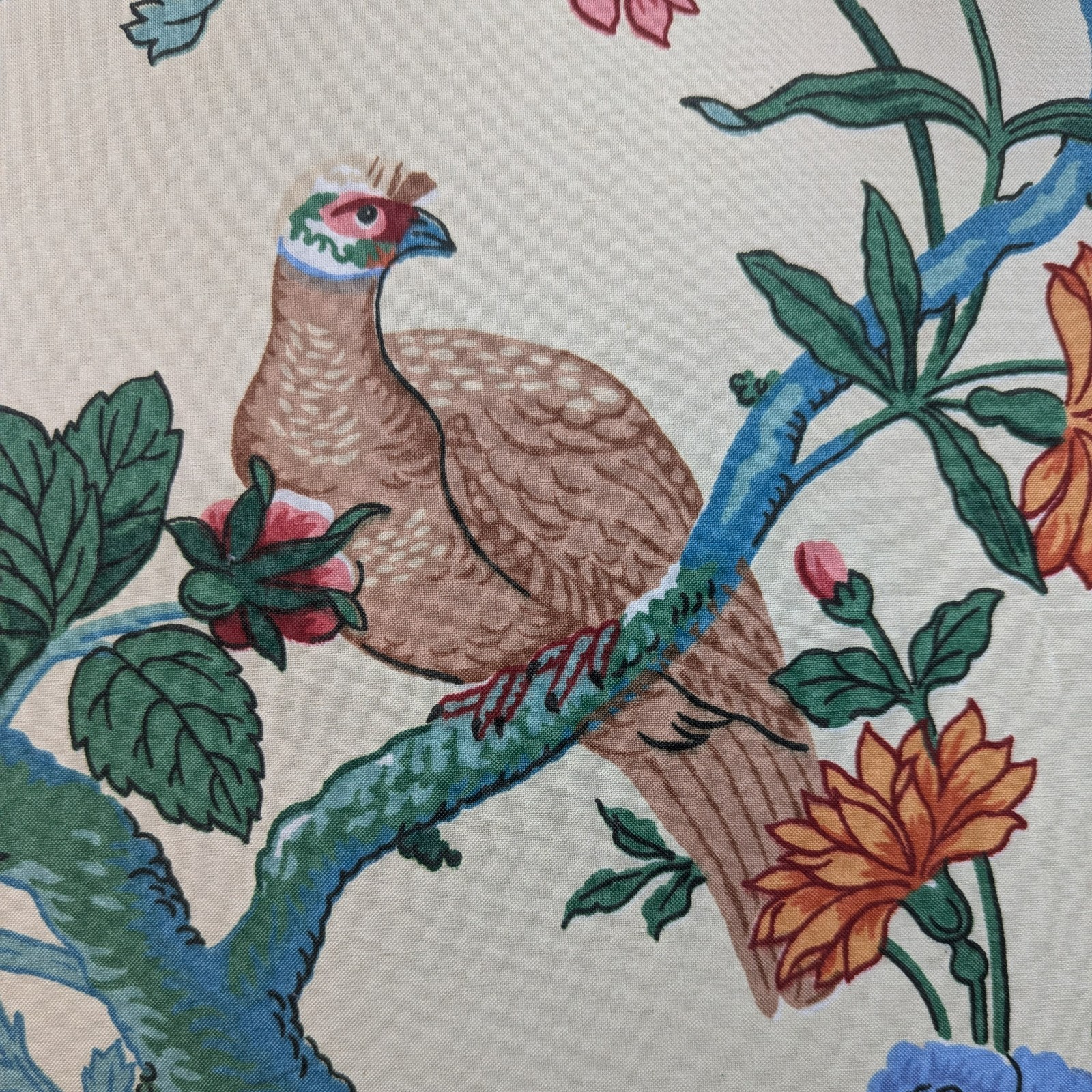 Vintage 1986 GP & J Baker 4 1/2 Yds NOS Bird Floral Fabric Lauer of Paris