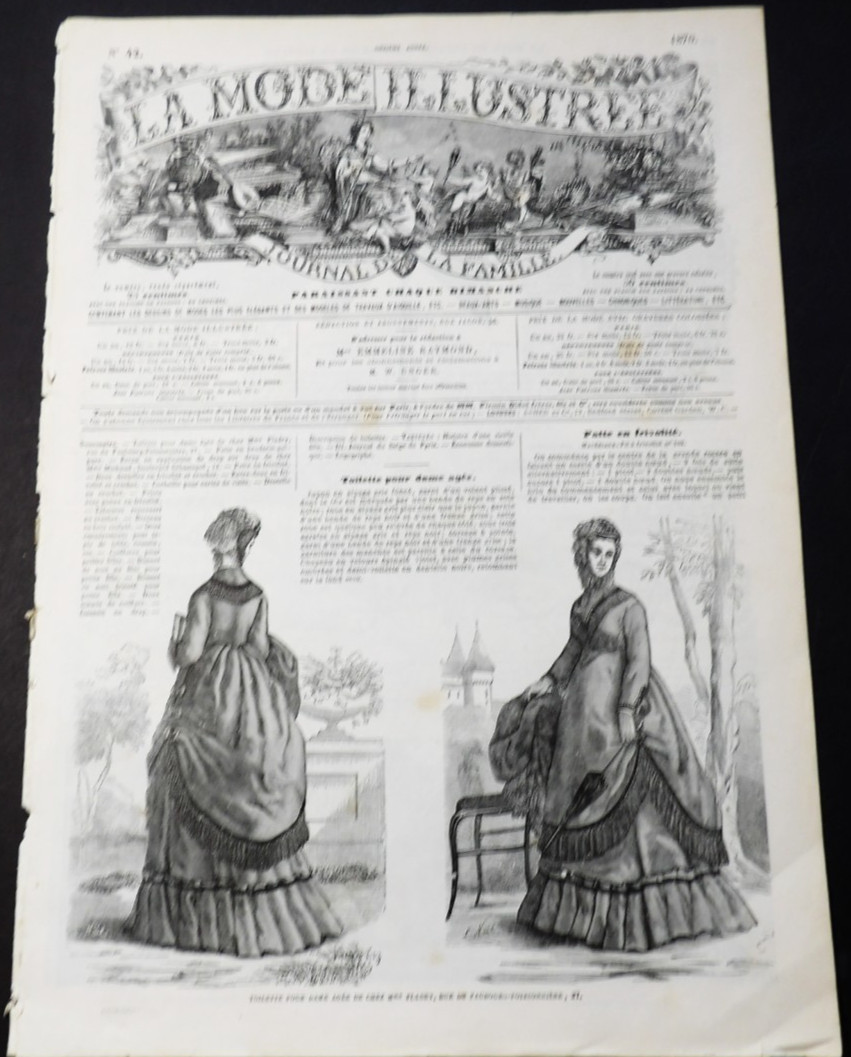 La Mode Illustree - Eleventh Year, 1870, No.42, French Fashion Magazine.