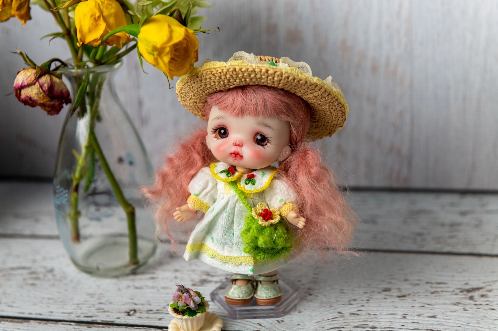 OOAK OB11 Artist Doll Handmade Girl Doll + 2 Outfits