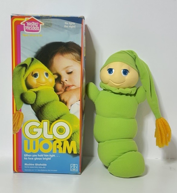 Vintage 1982 Hasbro Preschool Glo Worm Works with Original Box 1980s Baby VTG