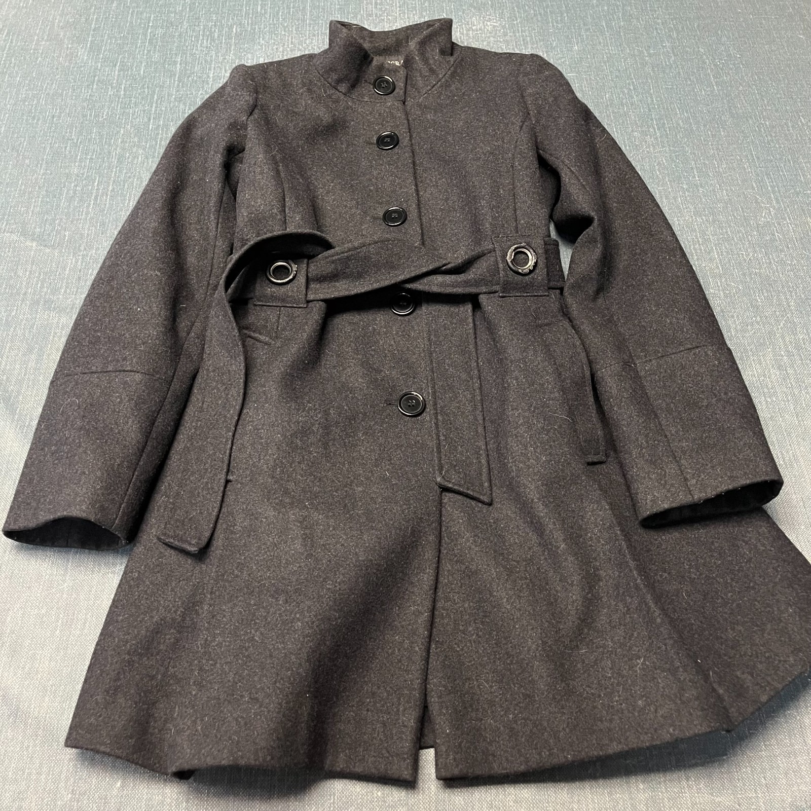 Centigrade Women\'s Overcoat Size XS Charcoal Gray Button Warm Belted Jacket Centigrade Women\'s Overcoat Size XS Charcoal Gray Button Warm Belted Jacket