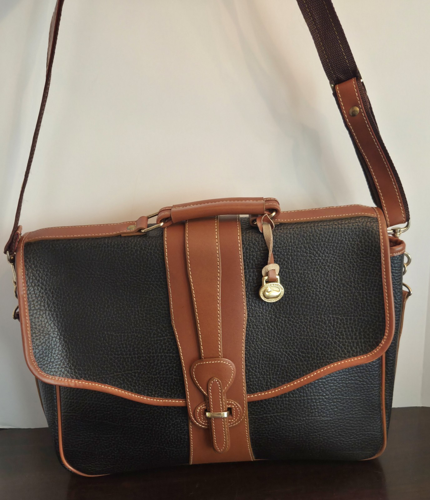 Vtg Dooney & Bourke 16” AWL Black Pebbled Leather Satchel Briefcase Bag USA New Vtg Dooney & Bourke 16” AWL Black Pebbled Leather Satchel Briefcase Bag USA New