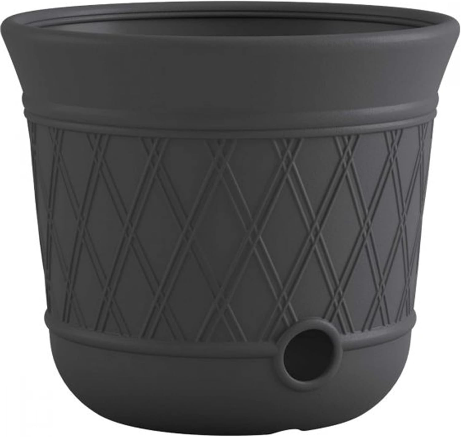 Suncast Lattice Hose Pot for Outdoor Garden Storage, Peppercorn - Holds 300 Ft E