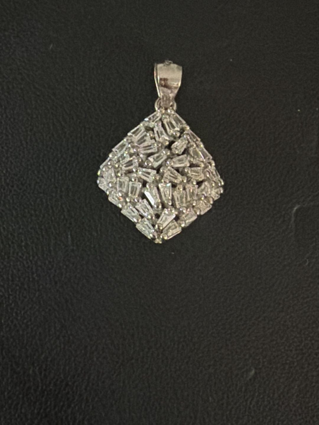 Unbranded Moinssanite Cluster Pendant White Gold Diamond Baguette Unbranded Moinssanite Cluster Pendant White Gold Diamond Baguette