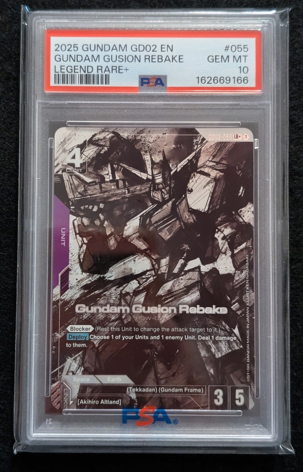 Bandai 2025 Gundam Card Game GD02 Gundam Gusion Rebake LR+ #055 PSA 10 GEM MINT
