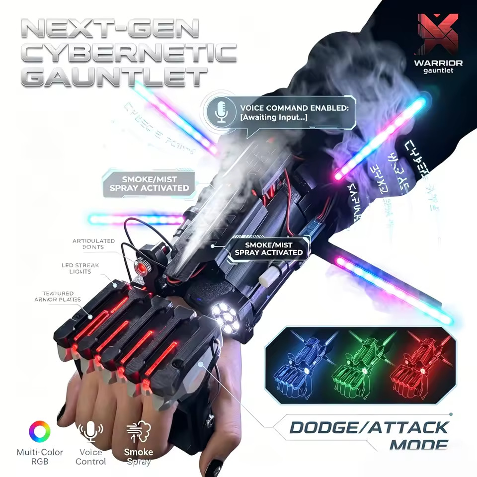 2026 Cyberpunk One Punch Man Gauntlet – Wearable Cosplay Prop with RGB Lights