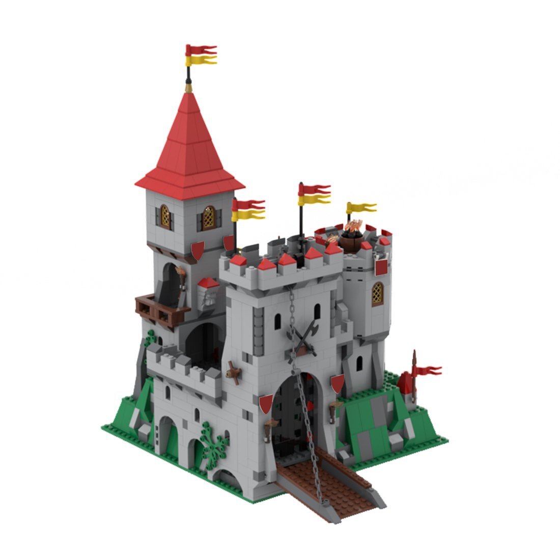 ZITIANYOUBUILD Medieval Castle Display Model with Baseplate / Base 1401 Pieces
