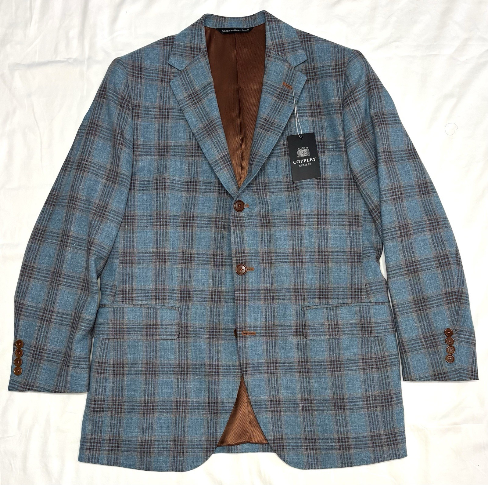 Coppley Loro Piana Summertime Men’s Sport Coat 42R Windowpane/Glen Check NWT