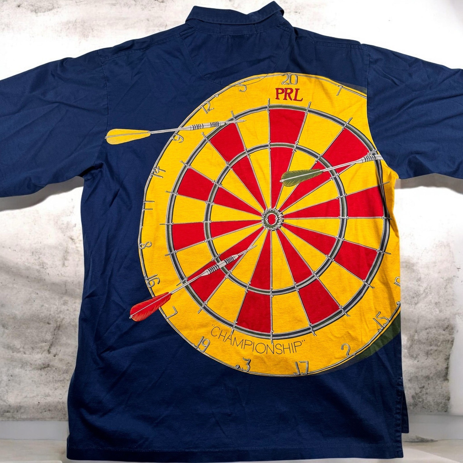 Polo Ralph Lauren Vintage 80\'s Darts Championship Graphic Polo Shirt Mens Medium