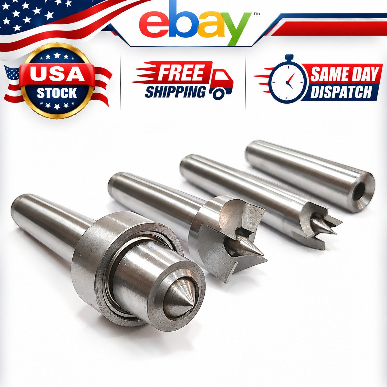 4PCS MT2 Wood Lathe Live Center MT2 Drive Spur Cup Arbor - USA STOCK