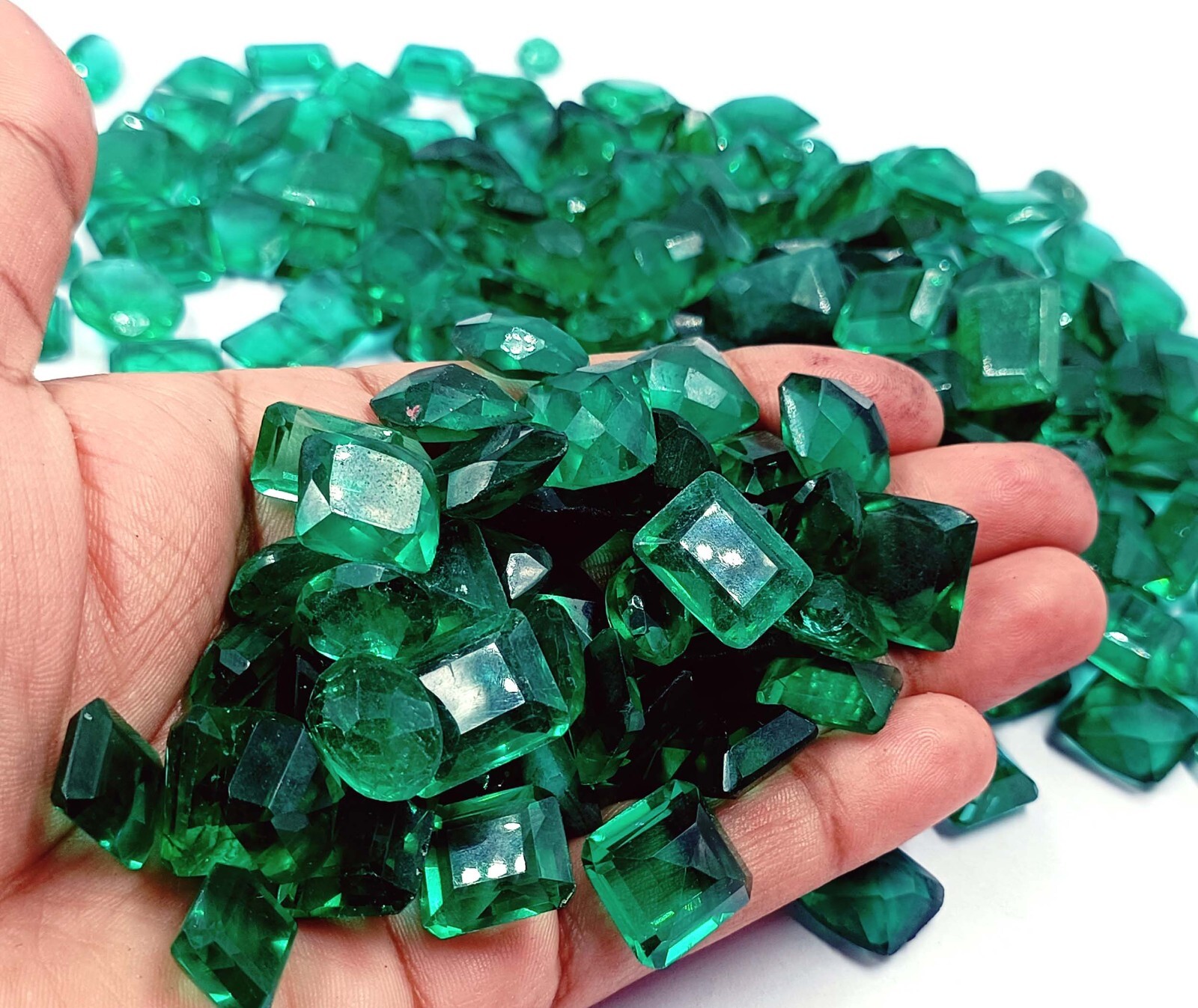 100 Ct Natural Green Emerald Mixed Shape Certified Loose Gemstone Lot 6LGX