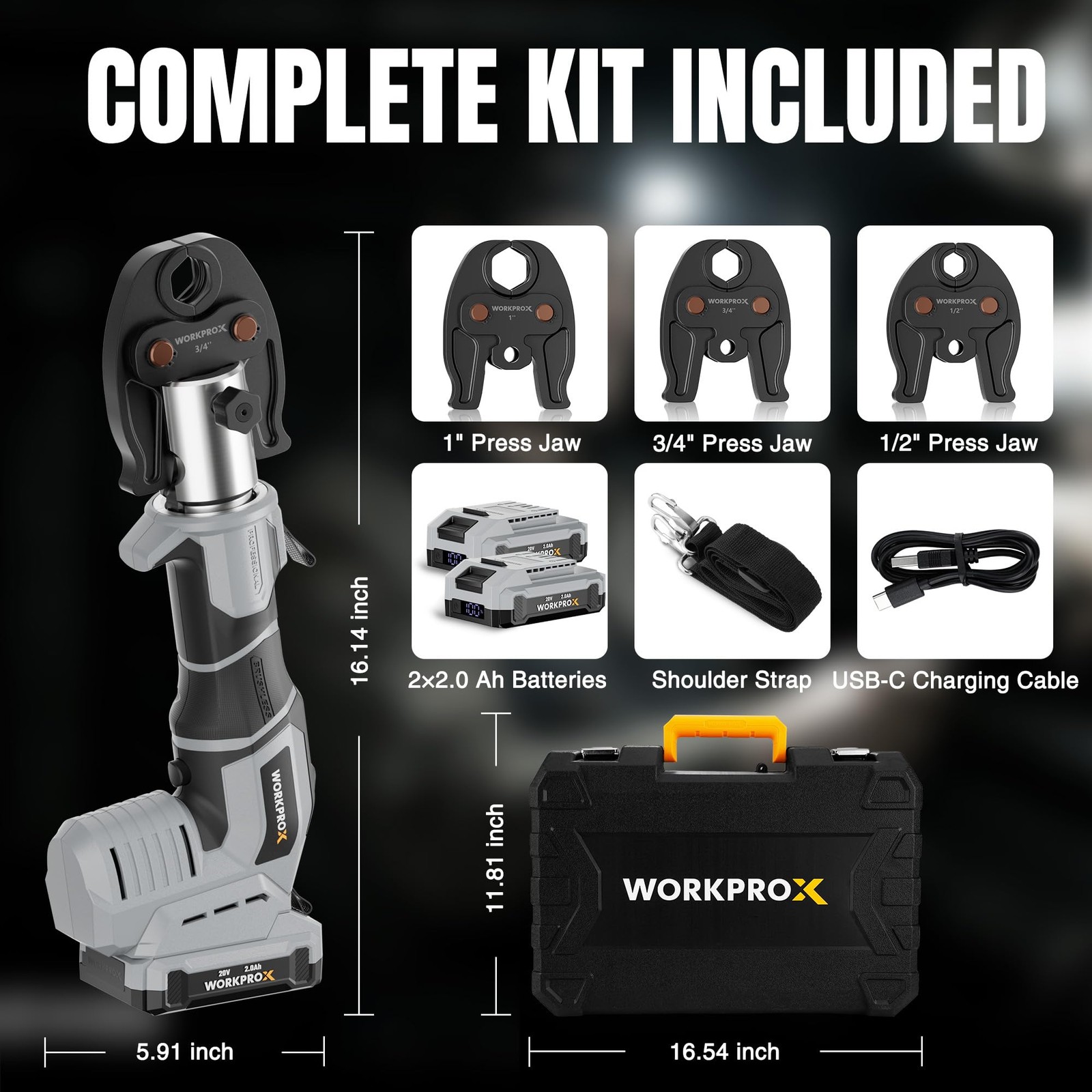 WORKPROX 20V Brushless Cordless Press Tool for 1/2\