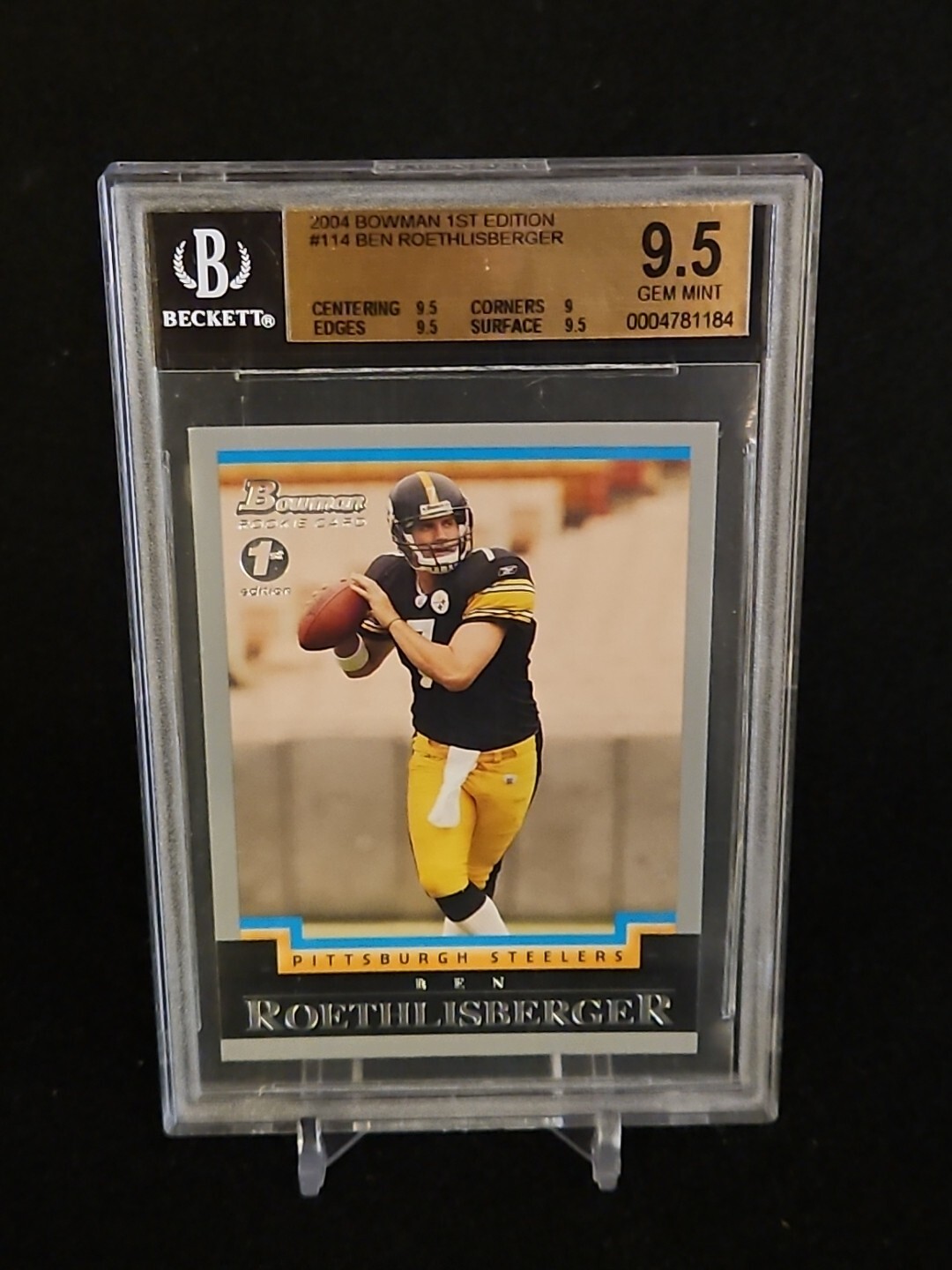 Ben Roethlisberger 2004 Bowman 1st Edition #114 BGS 9.5 Rookie RC POP 9 Ben Roethlisberger 2004 Bowman 1st Edition #114 BGS 9.5 Rookie RC POP 9