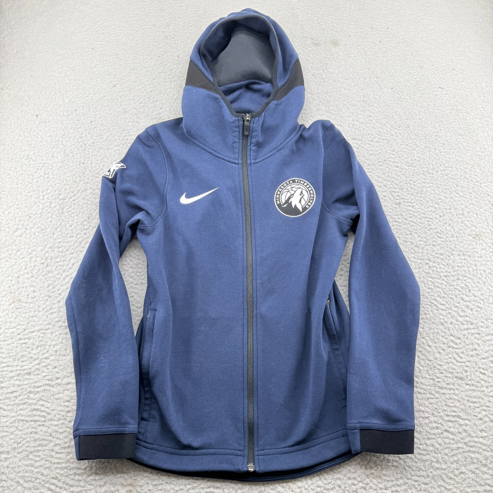 Nike Minnesota Timberwolves Jacket Womens Small Navy Blue Hooded Dri-Fit NBA