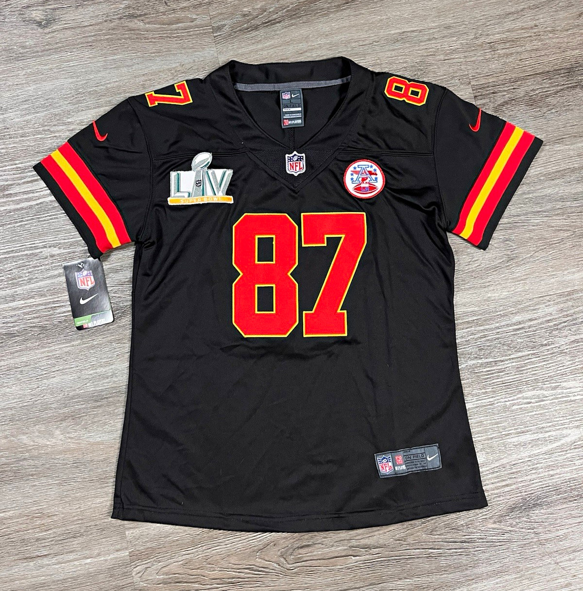 Nike Kansas City Chiefs Travis Kelce #87 Super Bowl LV Jersey youth L Black Nike Kansas City Chiefs Travis Kelce #87 Super Bowl LV Jersey youth L Black