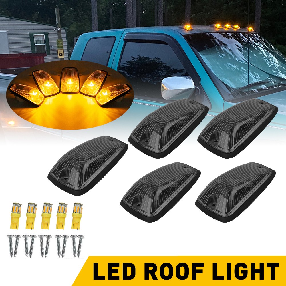 Smoked LED Cab Roof Parking Marker Clearance Lights 5pcs Kit For Chevy GMC Truck