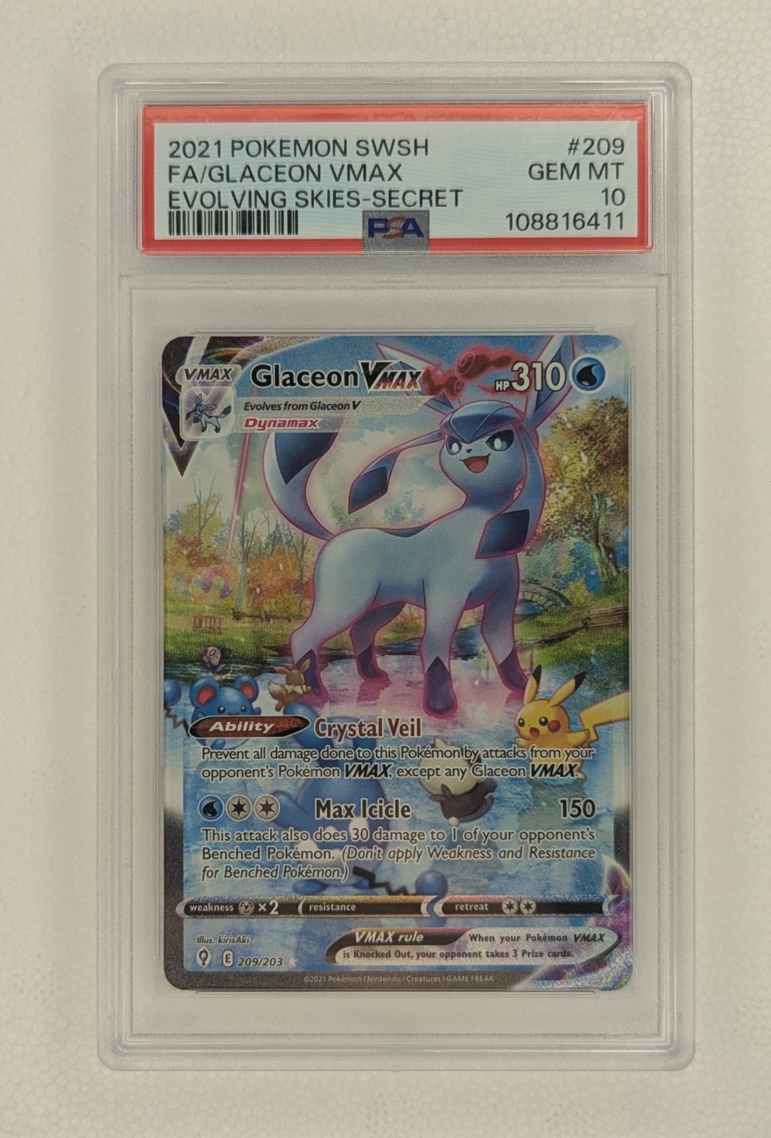 2021 POKEMON SWORD SHIELD EVOLVING SKIES SECRET FULL ALT ART GLACEON VMAX PSA 10 2021 POKEMON SWORD SHIELD EVOLVING SKIES SECRET FULL ALT ART GLACEON VMAX PSA 10