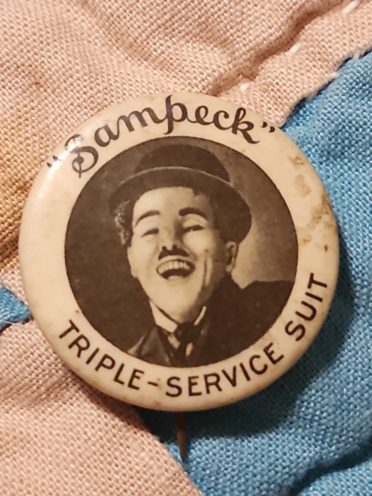 rare 1920's CHARLIE CHAPLIN Sampeck Triple Suit 1.25 rare 1920's CHARLIE CHAPLIN Sampeck Triple Suit 1.25