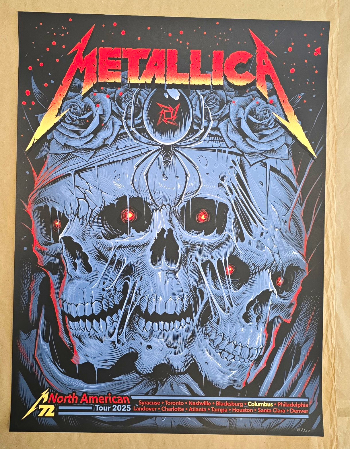 Metallica Columbus Pop Up Poster 2025 # 36/520 Metallica Columbus Pop Up Poster 2025 # 36/520