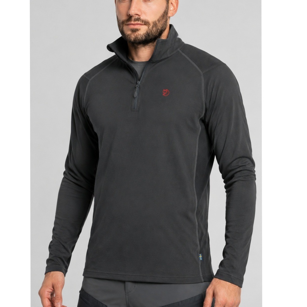 Fjallraven Pine Half Zip Men\'s Large Charcoal Dark Grey Microfleece Pullover