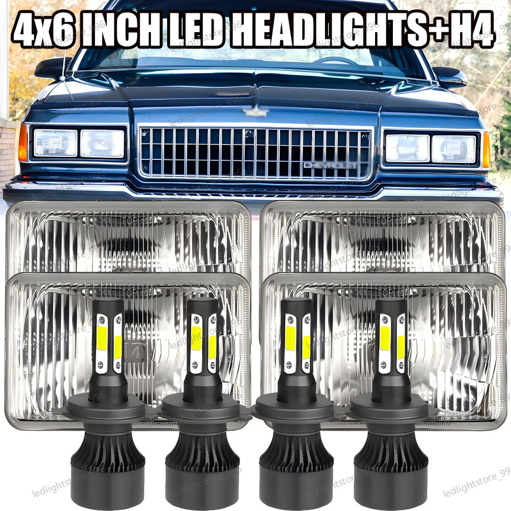 4x6 Inch LED Headlights Hi/Lo Sealed Beam For Chevrolet Caprice 1977-1986 white