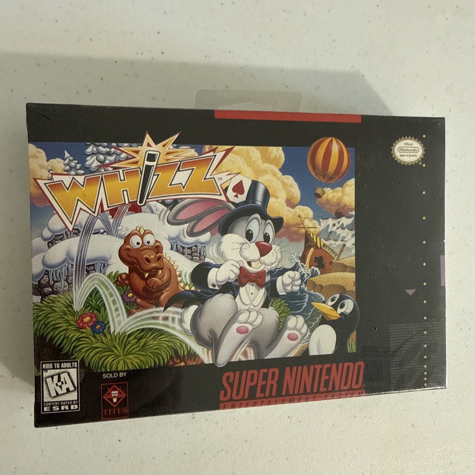 Brand New Sealed Whizz Super Nintendo SNES Titus Get it Graded at WATA Hangtab