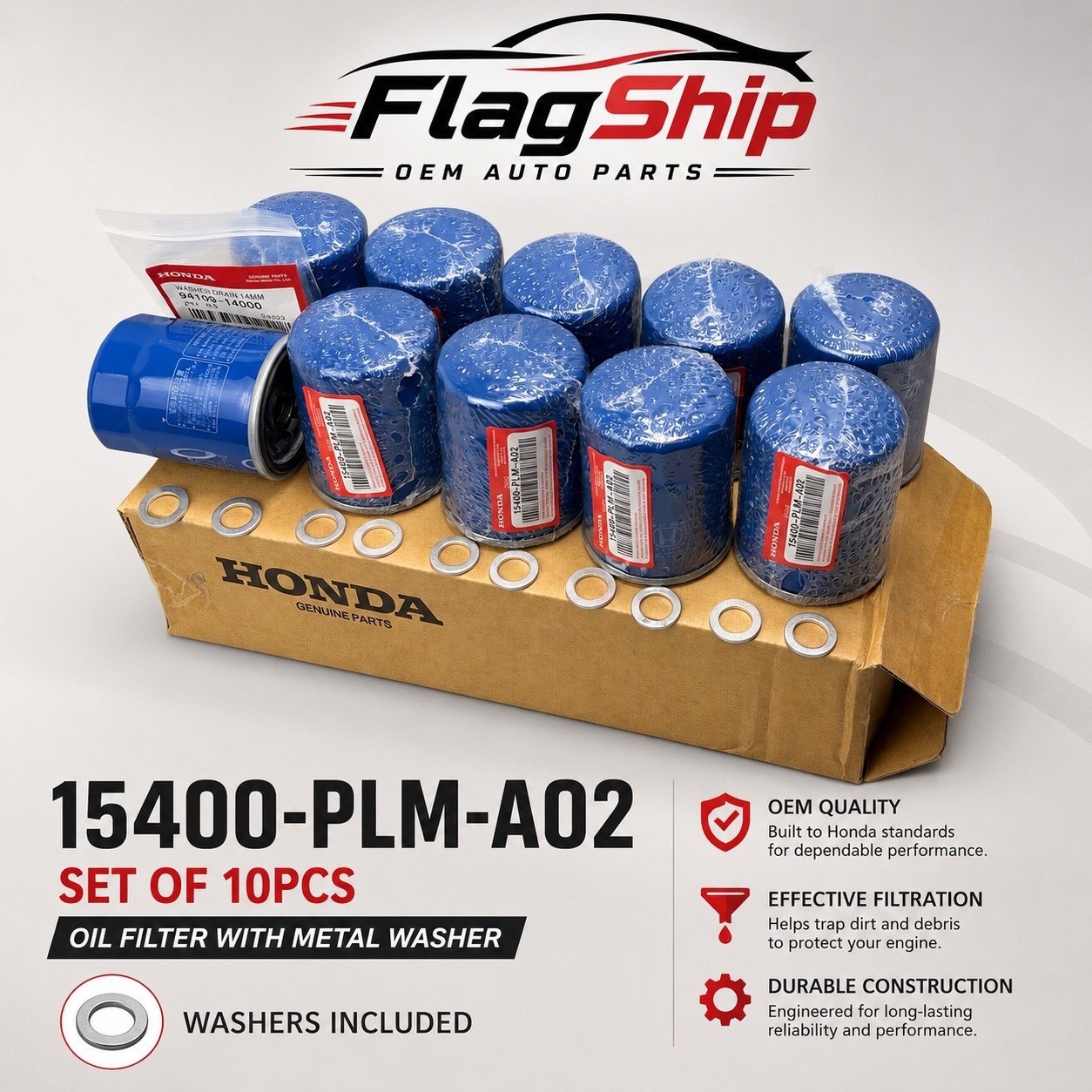 Genuine OEM Honda Acura Engine-Oil Filter 10pcs.  15400-PLM-A02 with gaskets
