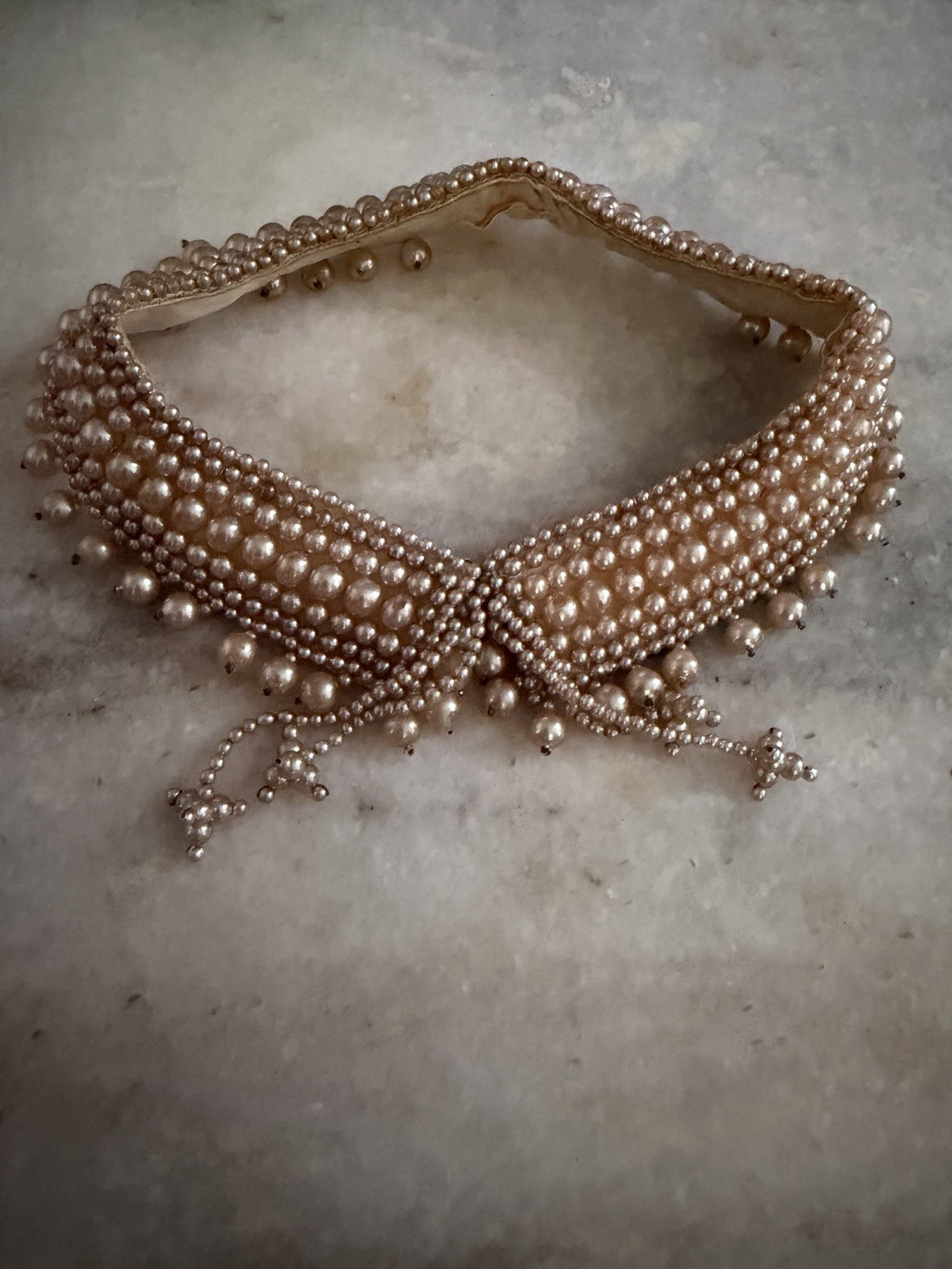 Vintage Faux Pearl and Satin Beaded Collar for Sweaters Dresses Special Occasion Vintage Faux Pearl and Satin Beaded Collar for Sweaters Dresses Special Occasion