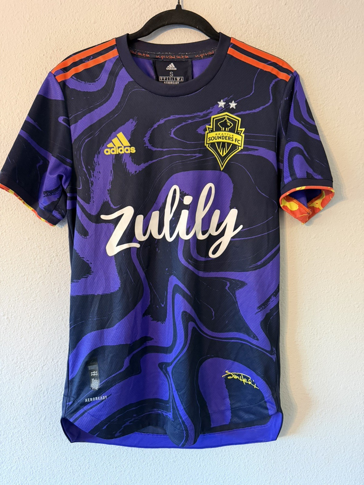 Adidas Seattle Sounders FC 21/22 Away Soccer Jimi Hendrix Jersey Men\'s S GI6451
