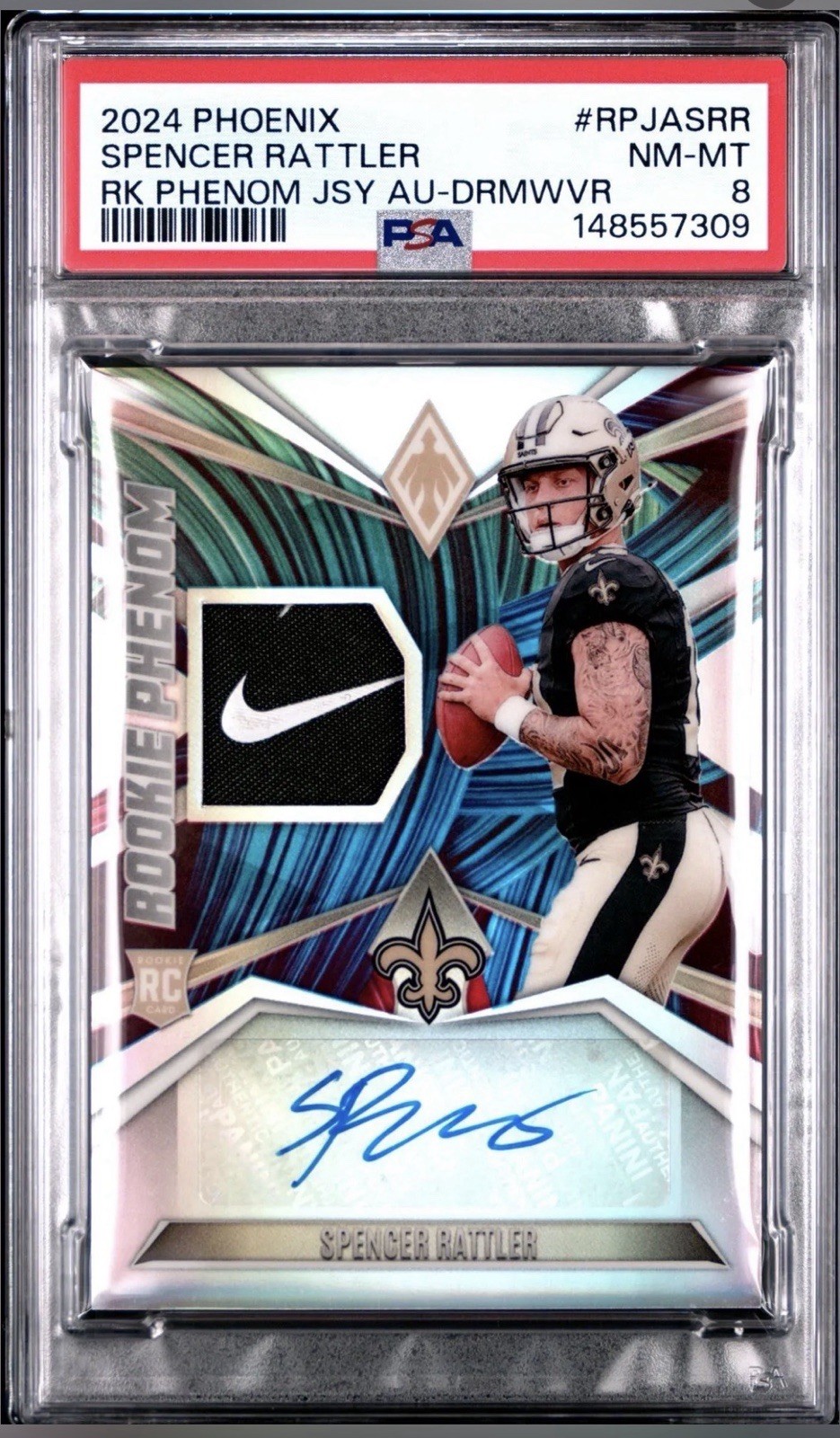 2024 PANINI PHOENIX RC PHENOMS JERSEY AUTO DREAMWEAVER SPENCER RATTLER 1/6 PSA 8 2024 PANINI PHOENIX RC PHENOMS JERSEY AUTO DREAMWEAVER SPENCER RATTLER 1/6 PSA 8