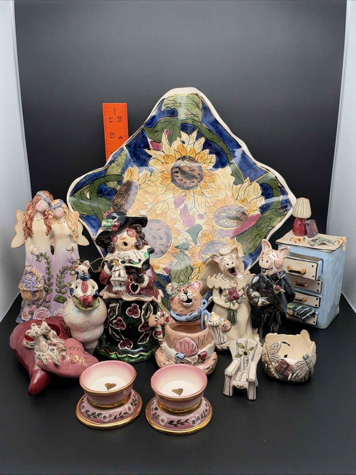 Blue Sky Clayworks Heather Goldminc LOT of 12 Fairy/Angel Pigs Plate Bear READ