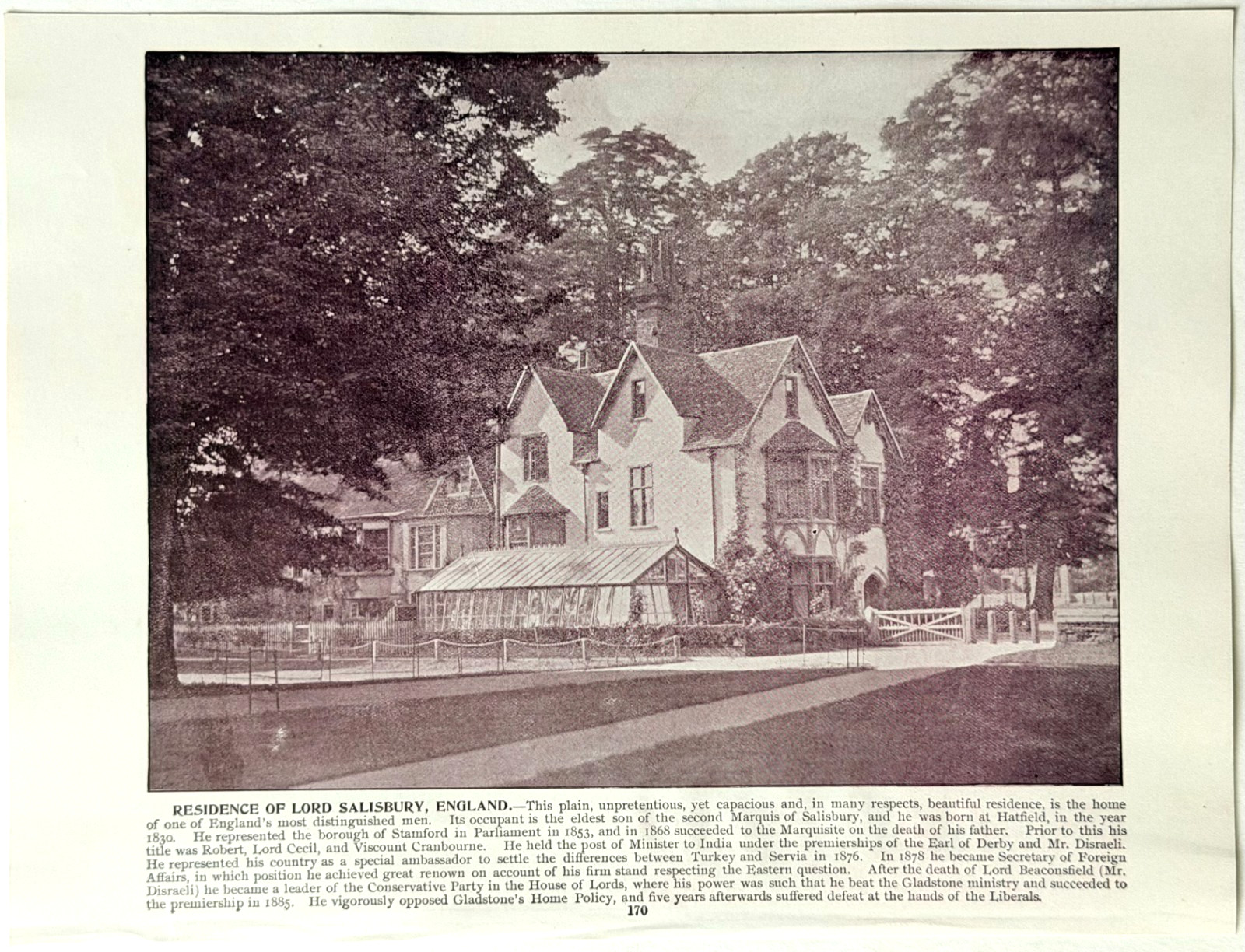 1890s Residence Of Lord Salisbury England Halftone Print Victorian Politician