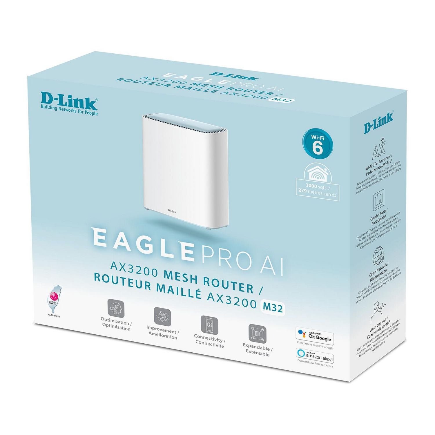 D-Link Eagle Pro AI AX3200 Mesh WiFi 6 System M32 *BRAND NEW SEALED* D-Link Eagle Pro AI AX3200 Mesh WiFi 6 System M32 *BRAND NEW SEALED*