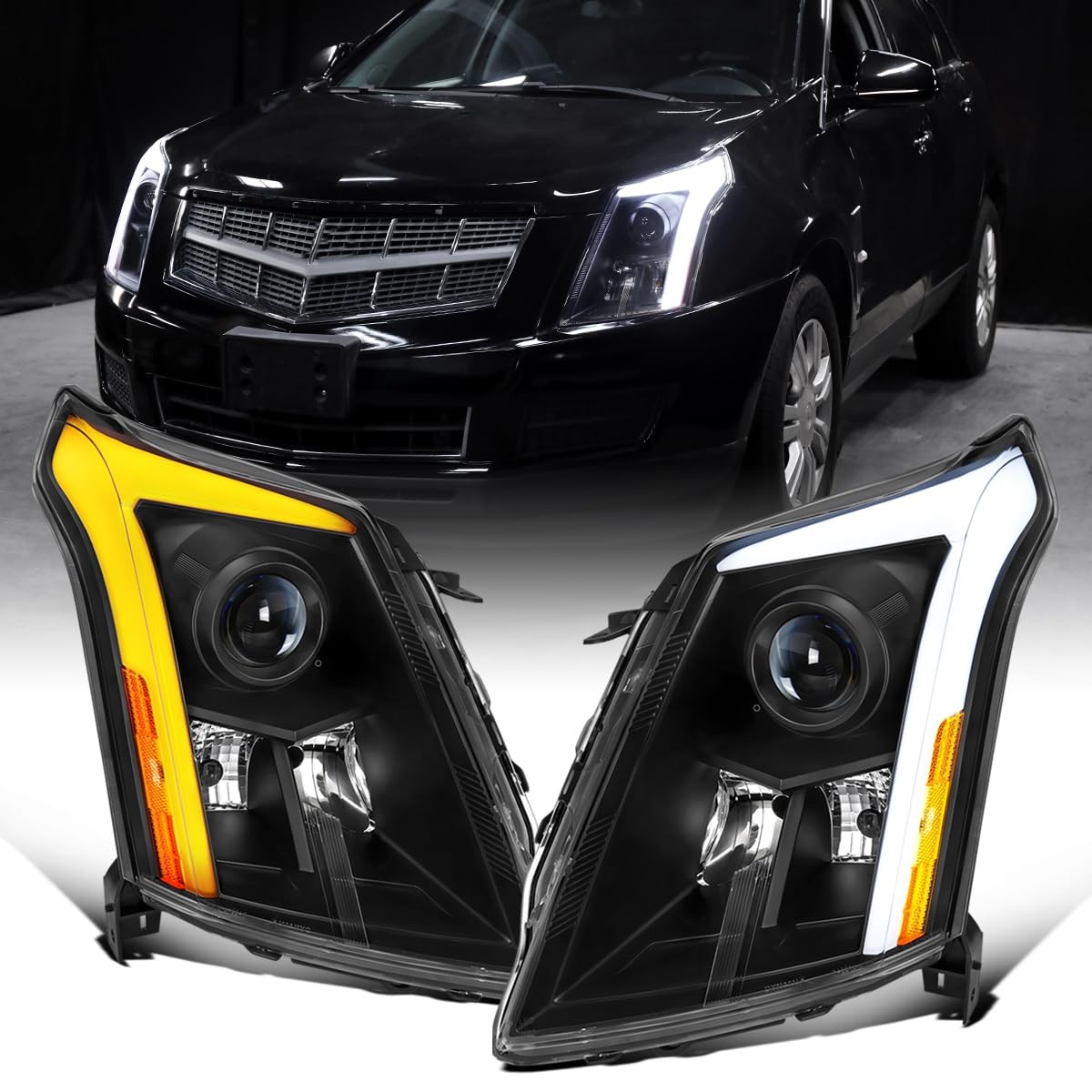 - Fits 2010-2016 Cadillac SRX LED Tube Projector Headlights