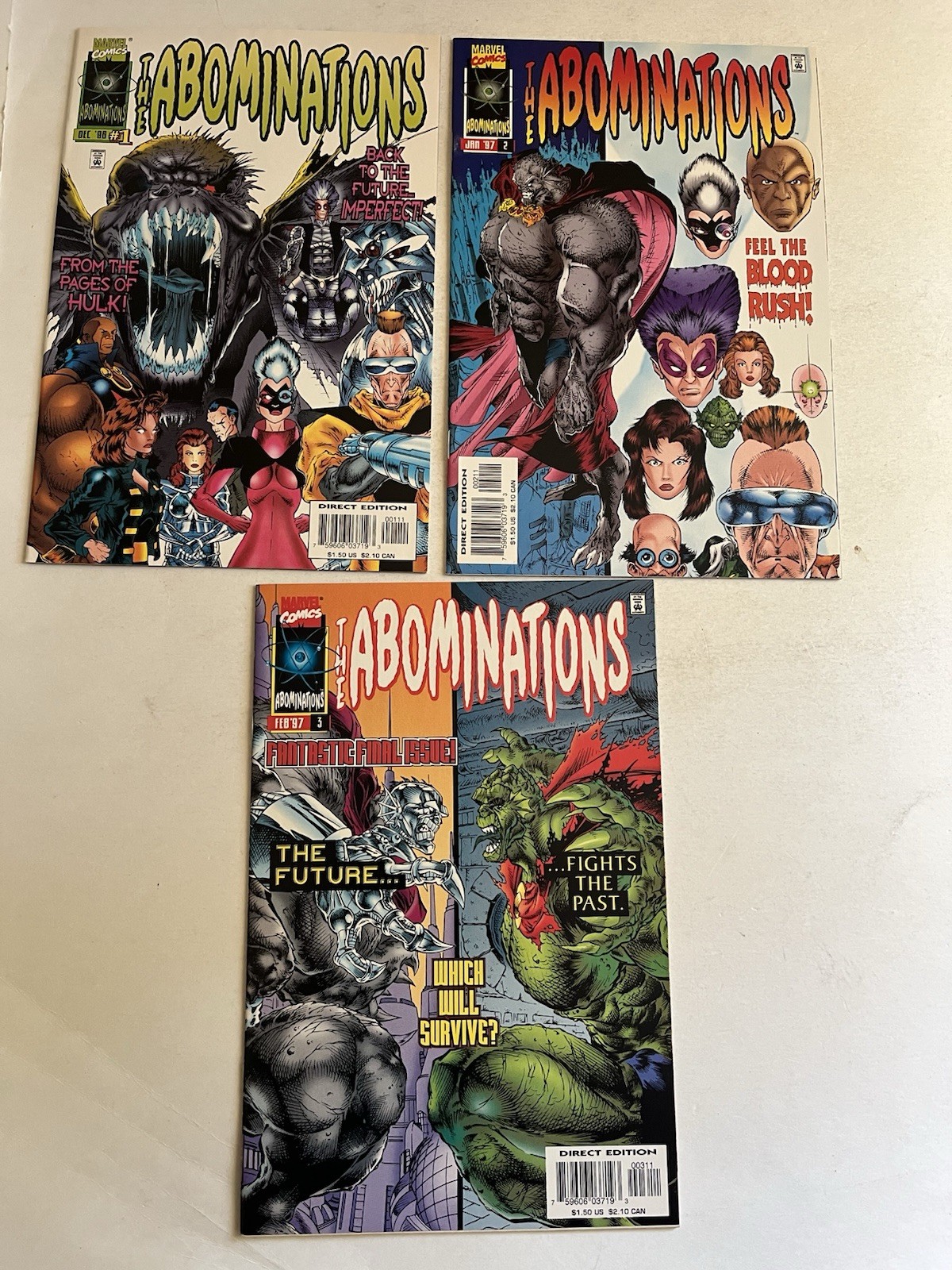 THE ABOMINATIONS #1-3 1 2 3 Lot Marvel Comics 1996 Complete Series NM Unread