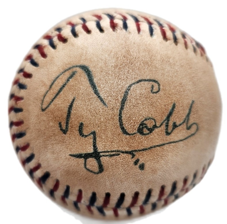 Ty Cobb Autographed 1910s Baseball. Replica Licensed By Cobb Estate