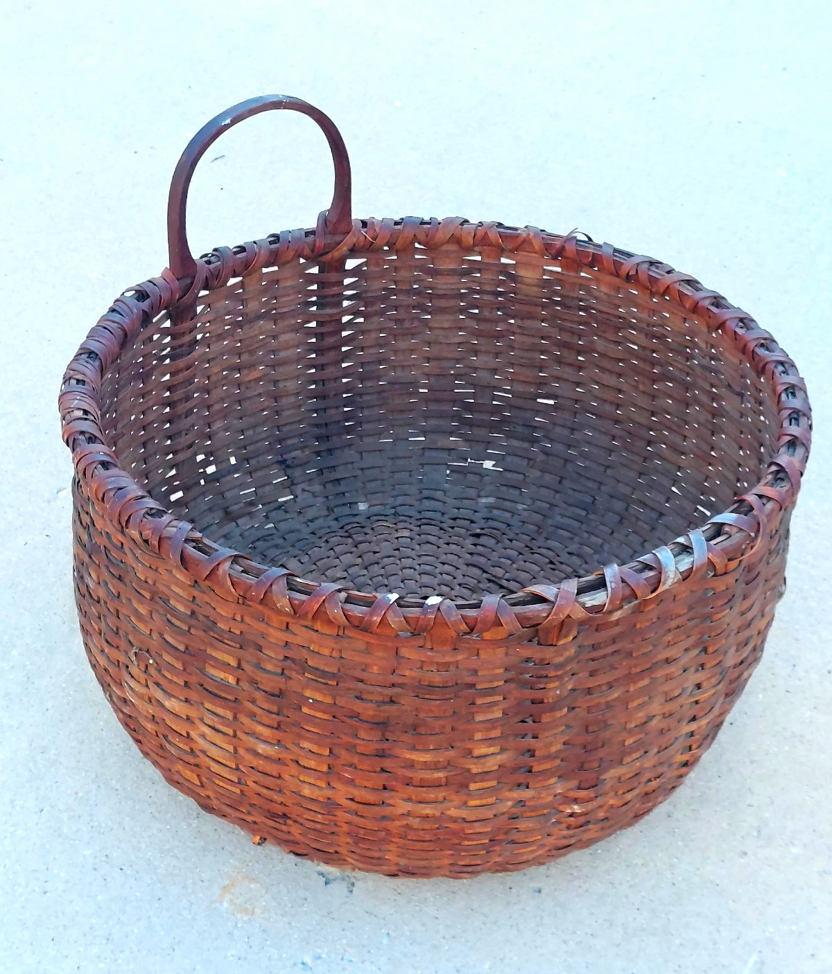 GIANT ANTIQUE APPALACHIAN SPLIT OAK HARVEST BASKET c1900 RARE 1 Handle